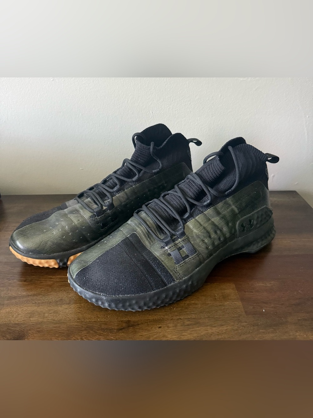 Under Armour Project Rock 1 Men's Size 13 Training Shoes Black Green 3020788-002